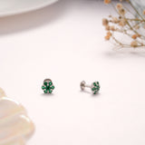 Bright Green Stone Blossom Silver Stud