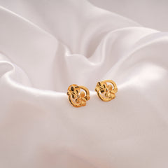 Tiny Floral Twisted Golden Stud