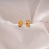 Cute Curve Floral Design Golden Stud
