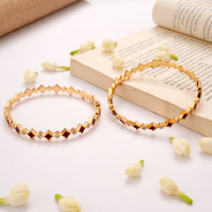 Square Shaped Ruby Stone with Golden Bangle