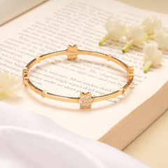 Beautiful Floral Design Stone Golden Bangles