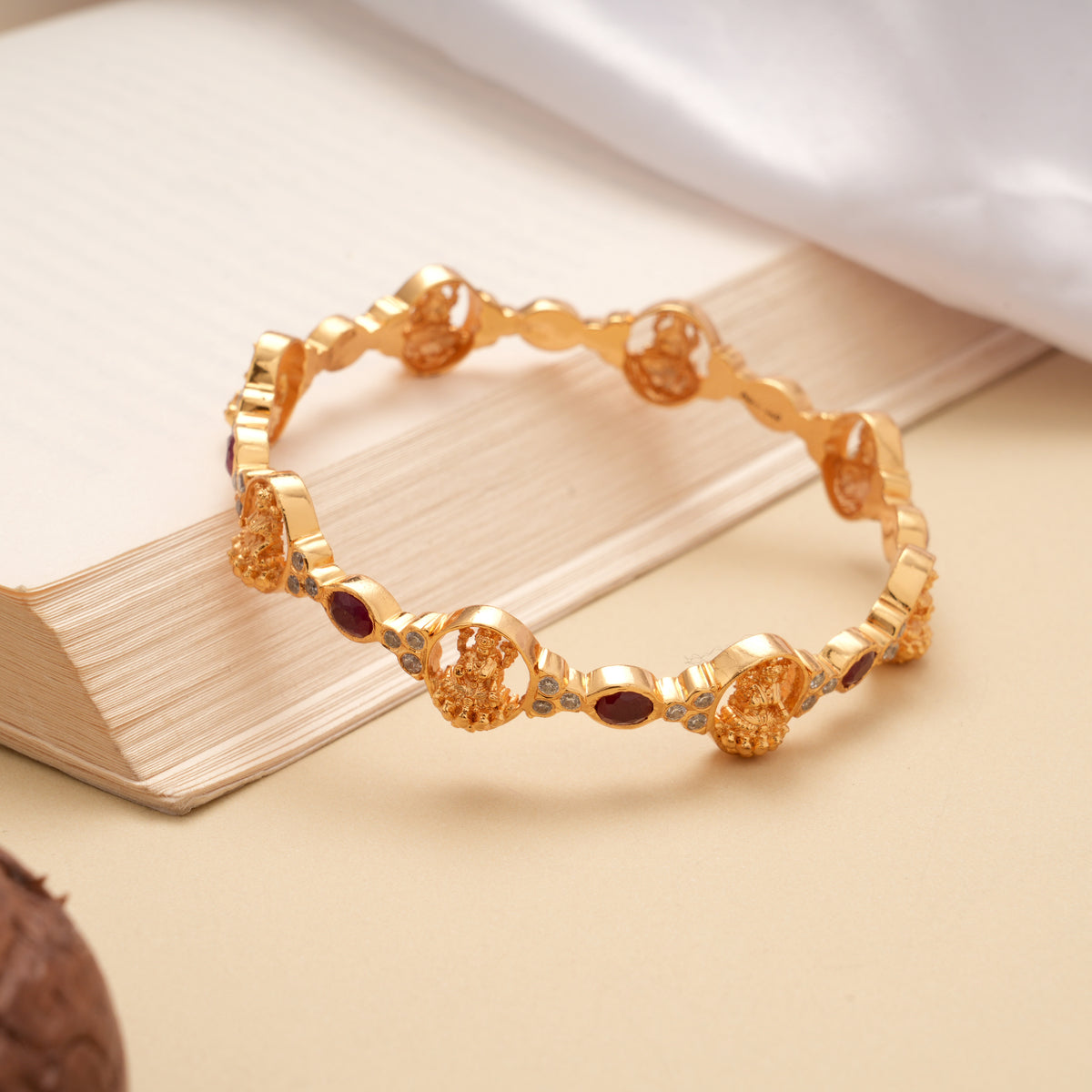 Traditional Oval Lakshmi with Ruby Golden Bangle