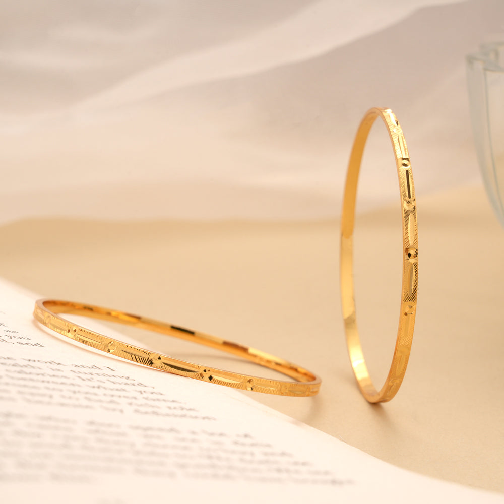 Elite Gold Plated Diamond Cut Bangles