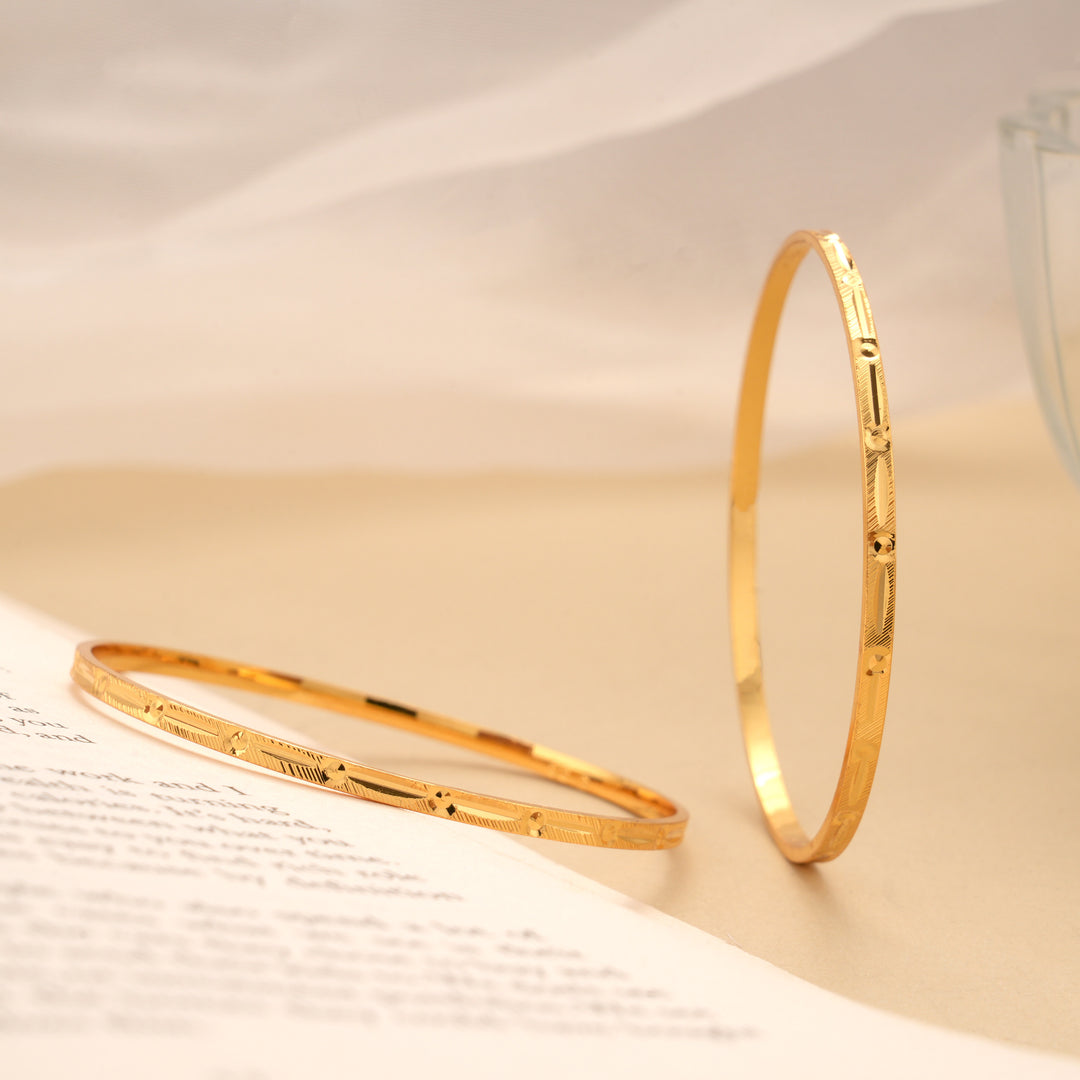 Elite Gold Plated Diamond Cut Bangles
