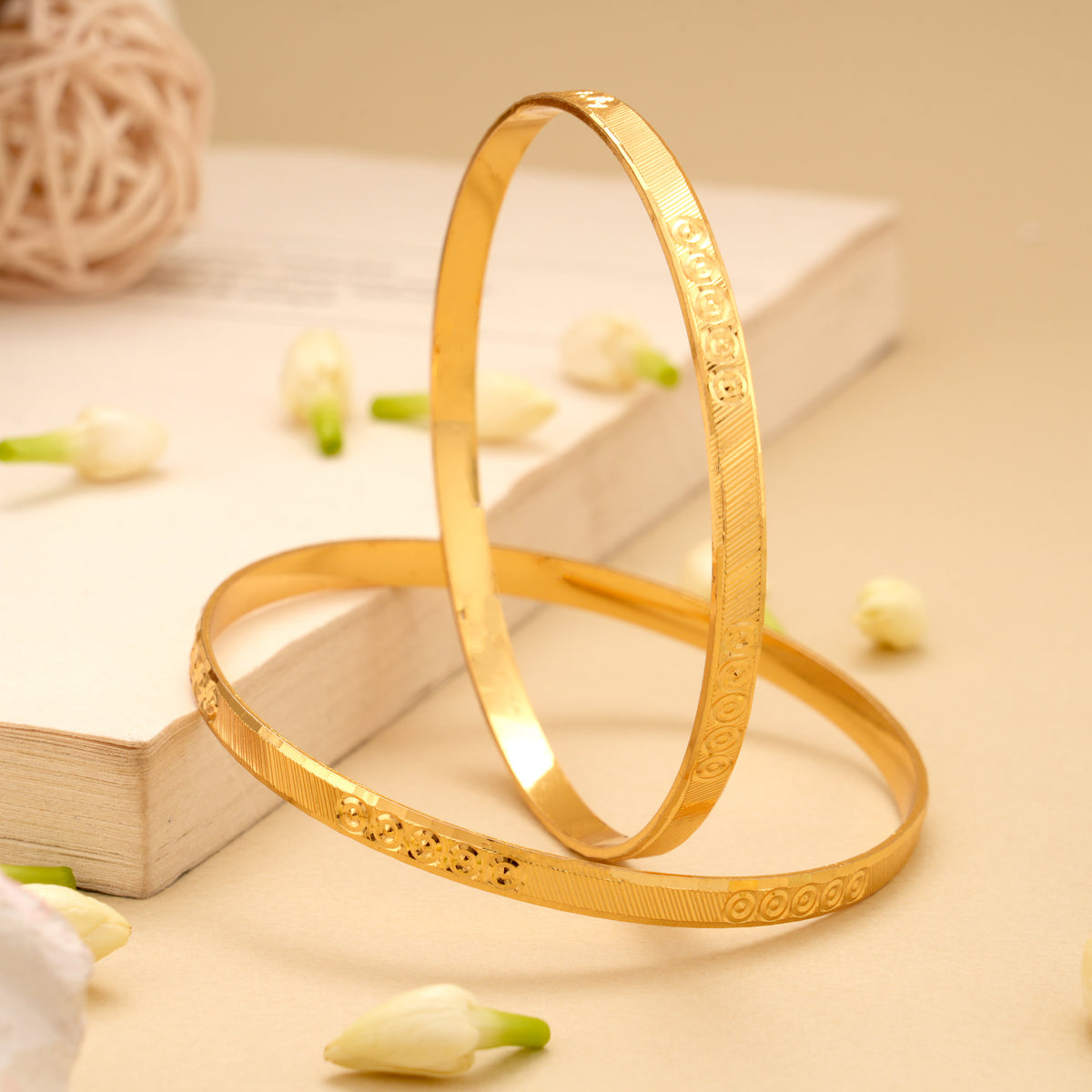 Plain Round Dot Design Golden Bangle