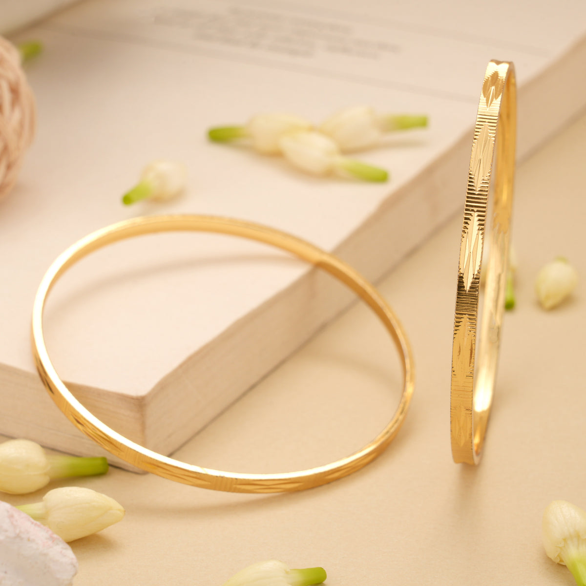 Elegant Diamond Cut Gold Plated Bangles