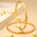 Floral Circle Pattern Gold Plated Bangles