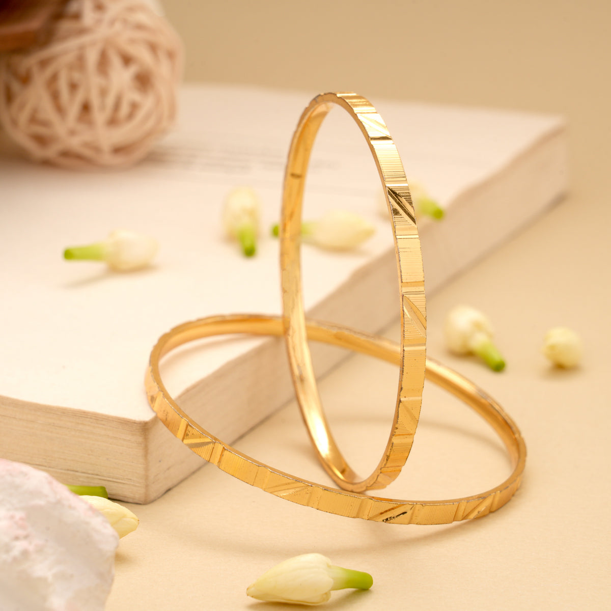 Criss Cross Pattern Gold Plated Bangles