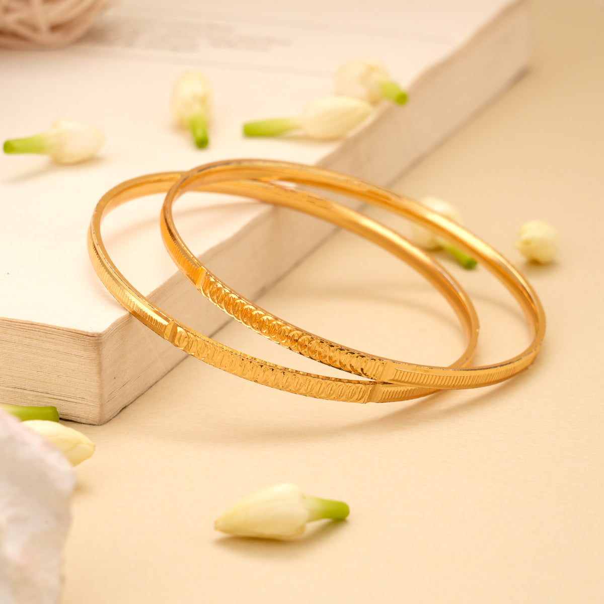 Intricate Wave Pattern Gold Plated Bangle