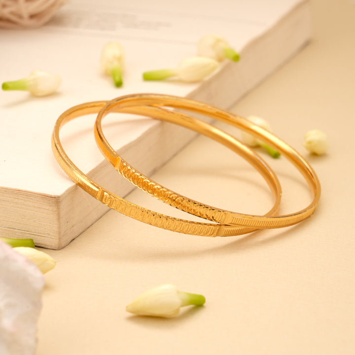 Intricate Wave Pattern Gold Plated Bangle