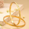 Spiral Floral Textured Gold Plated Bangles