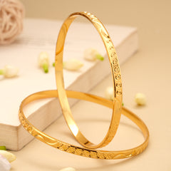 Spiral Floral Textured Gold Plated Bangles