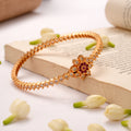 Ruby Floral with White Stone Golden Bracelet