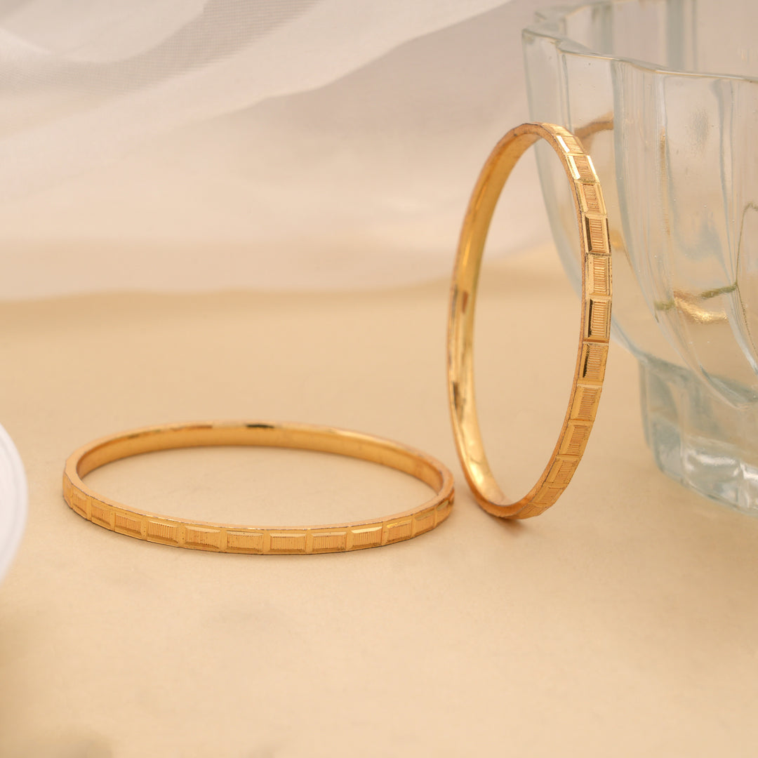 Standard Gold Plated Brick Pattern Bangles