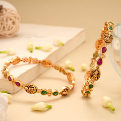 Ruby with Emerald Stone Lakshmi Golden Bangle