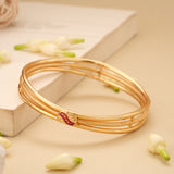 Three Line Rope Design Golden Bangles