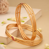 Three Line Rope Design Golden Bangles