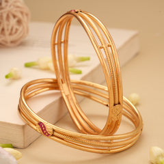 Three Line Rope Design Golden Bangles