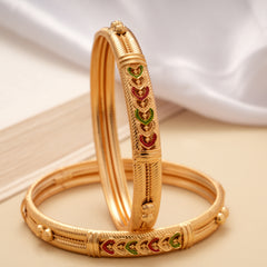 Lovely Layer Heart Design Golden Bangle