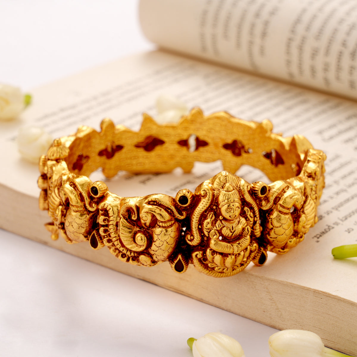 Antique Lakshmi Peacock Golden Bangles