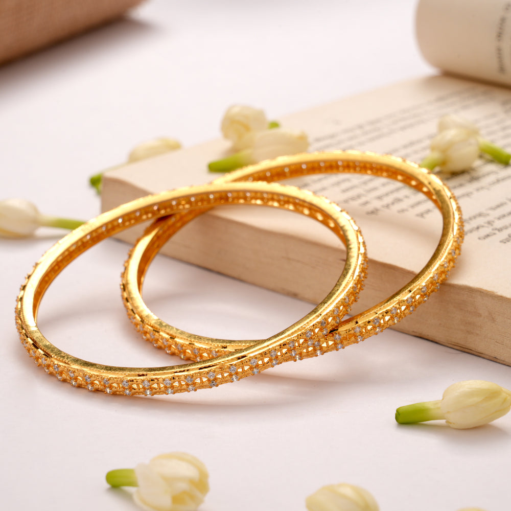 Simple Stone Gold Plated Bangles