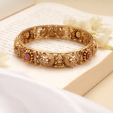 Pretty Peacock with Floral Design Golden Bangles