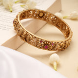Pretty Peacock with Floral Design Golden Bangles