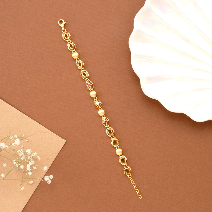 Oval Shape Link Gold Plated Bracelet