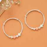 Mint Green & Peach Bead Baby Silver Bangle