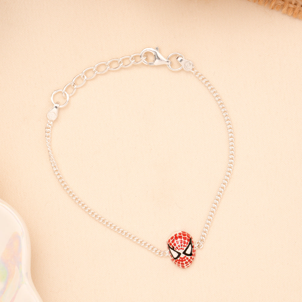 Spiderman Face Enamel Baby Silver Bracelet