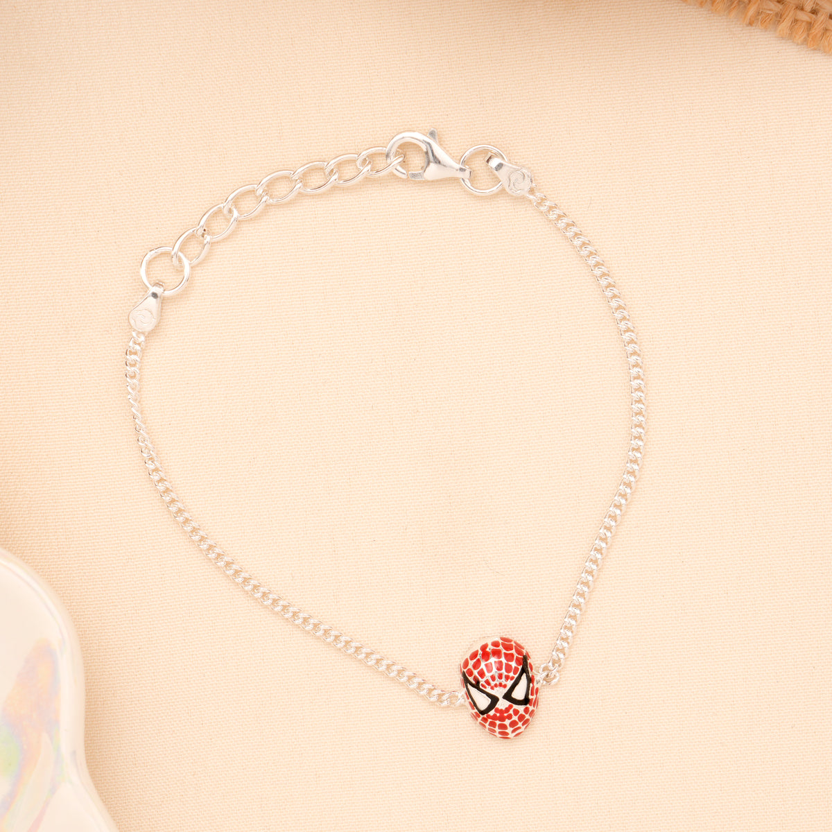 Spiderman Face Enamel Baby Silver Bracelet