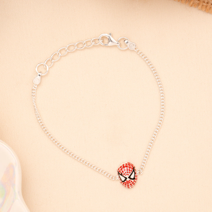 Spiderman Face Enamel Baby Silver Bracelet