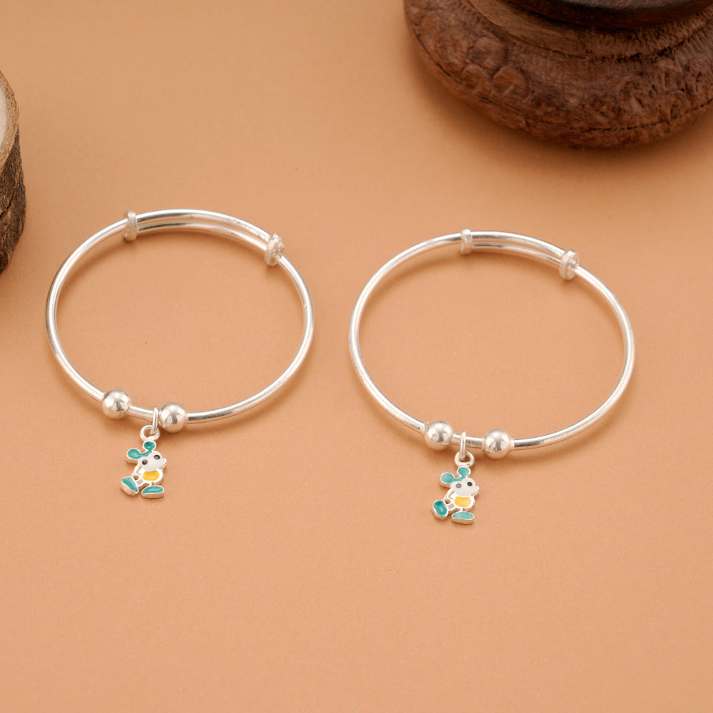 Cute Little Mickey Mouse Silver Baby Bangle