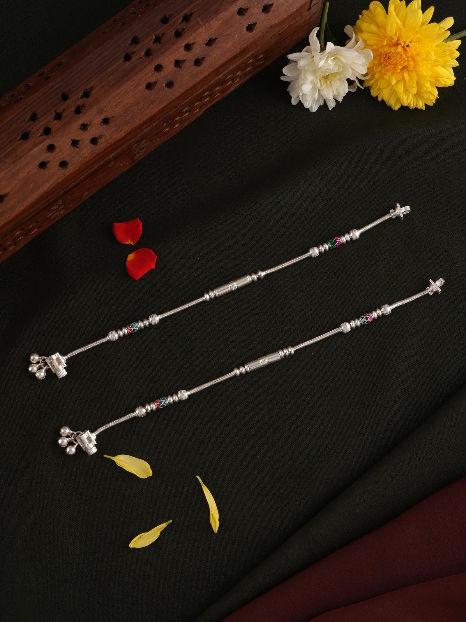 Barrel Payal Silver Anklet