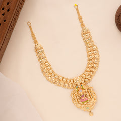 Devi Lakshmi with peacock Gold Plated Necklace