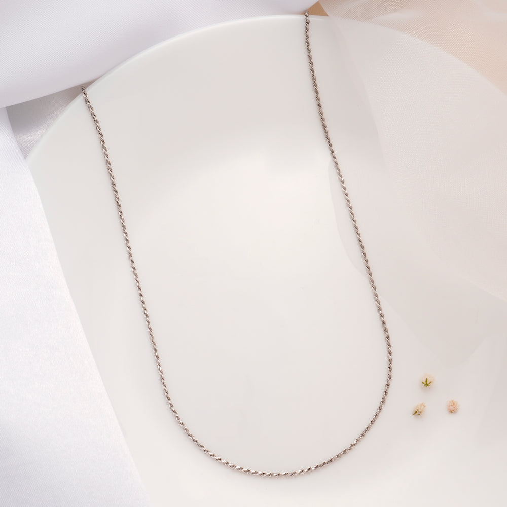 Radiant Silver Rope Design Chain
