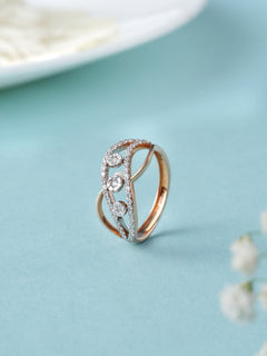 Braided Rose Gold Ring with Pave Diamonds