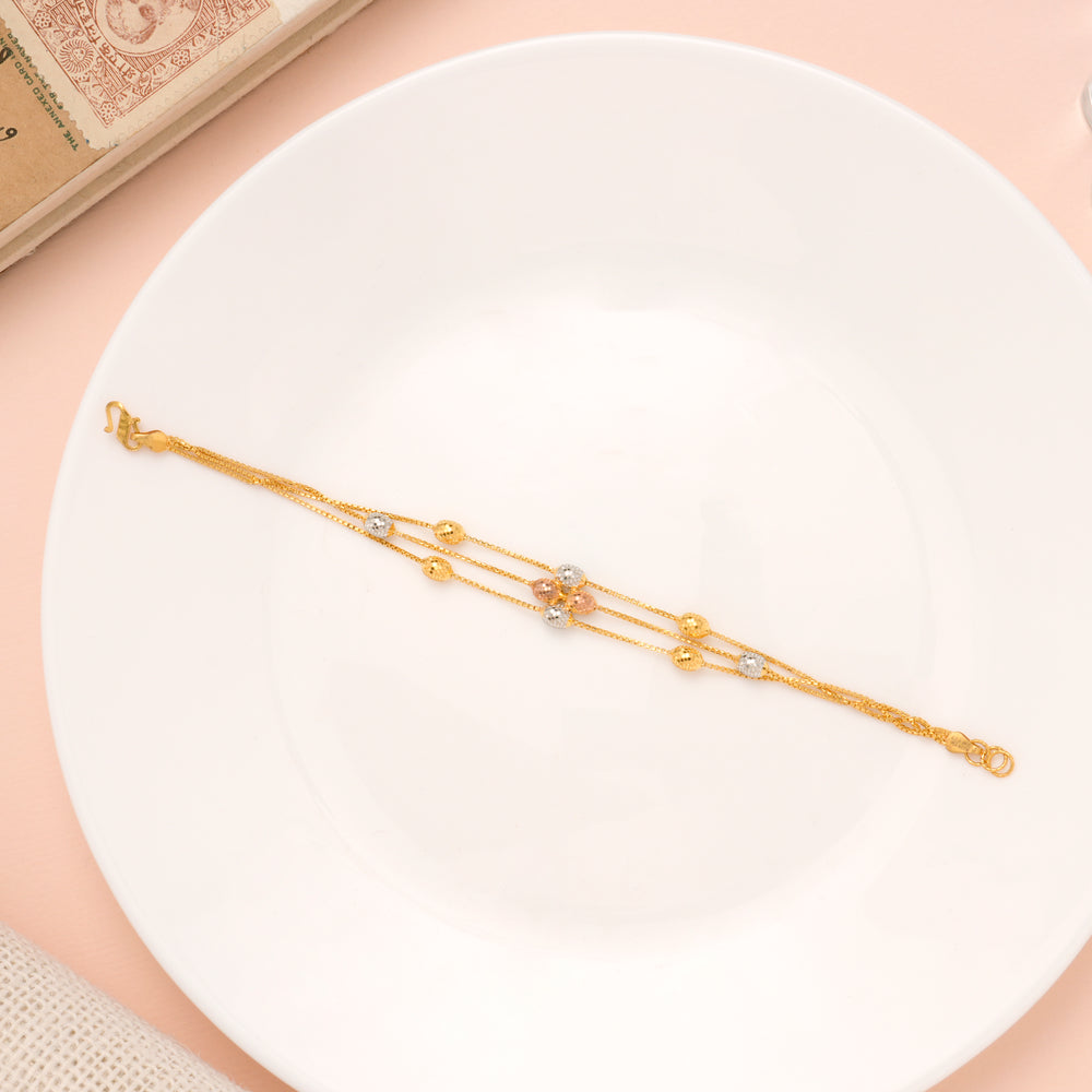 Triple Layer Gold Beaded Bracelet for Women