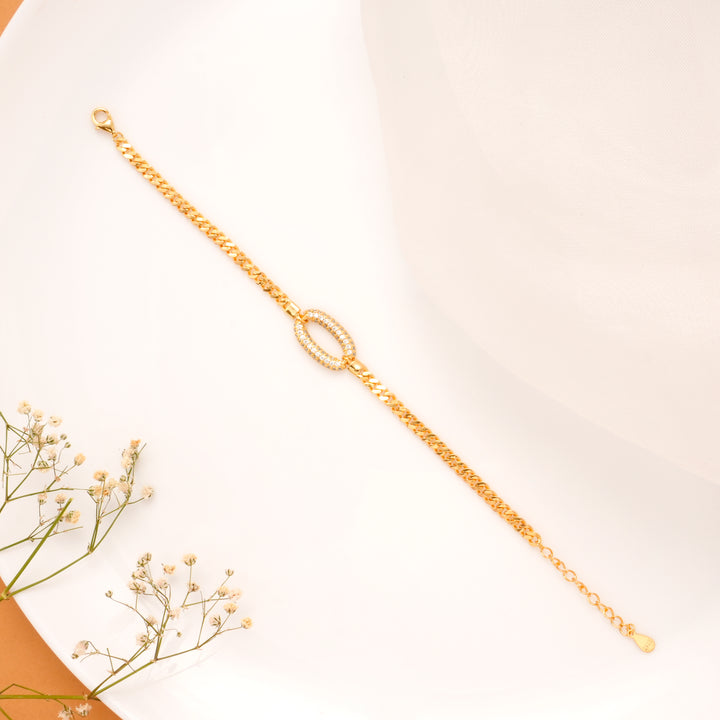 Oval Radiance with Chain Golden Bracelet