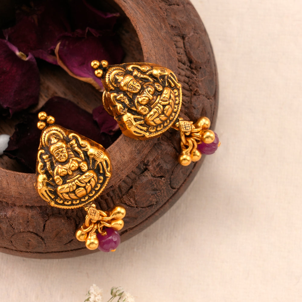 Timeless Antique Lakshmi Golden Earring
