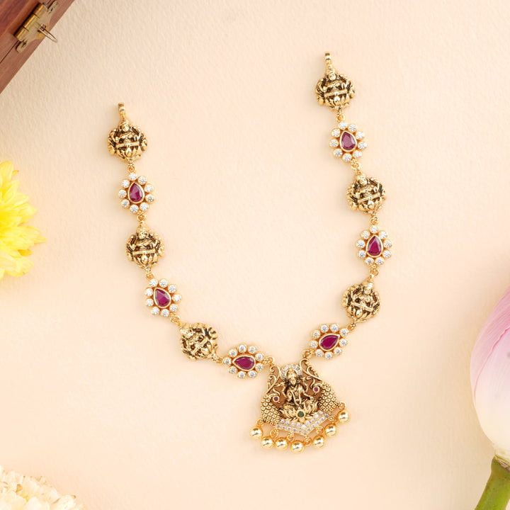 Antique Lakshmi with Oval Ruby Necklace