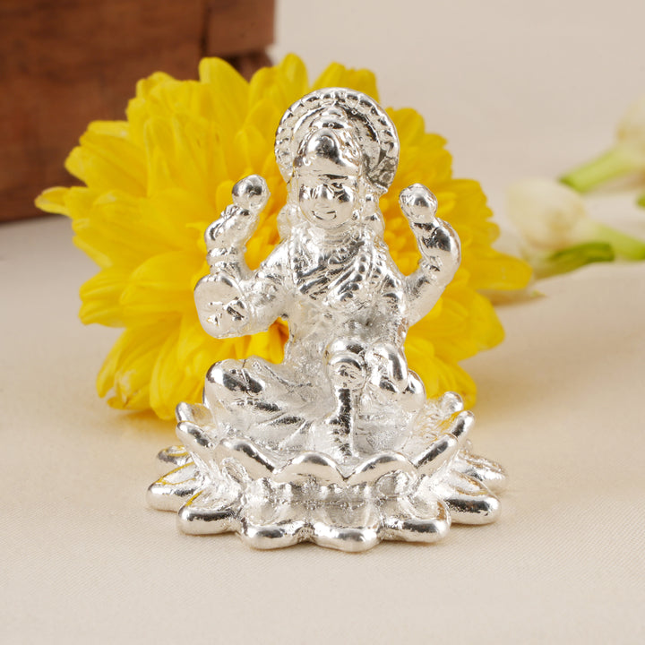 Sacred Lakshmi Shining Silver Statue