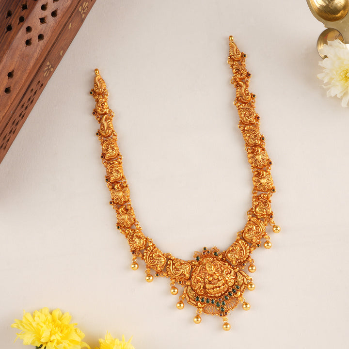 Lakshmi Devi with Golden Drops Nagas Necklace
