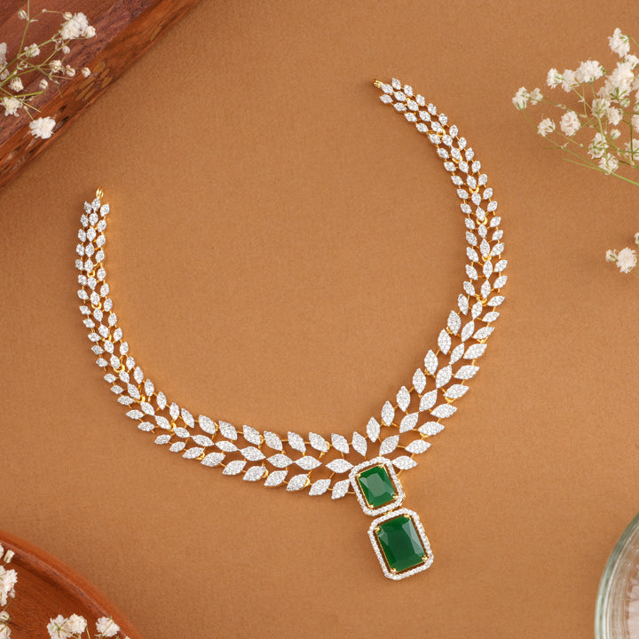Halo Style Emerald Swarovski Necklace