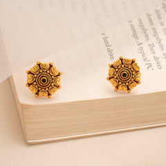Traditional Coin Motif Antique Kundan Stud