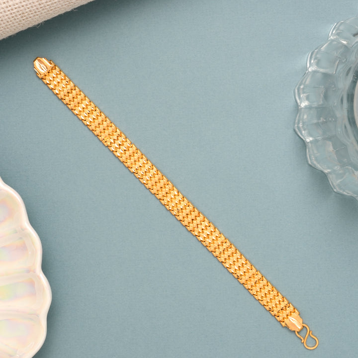 Geometric Wave Gold Bracelet for Men
