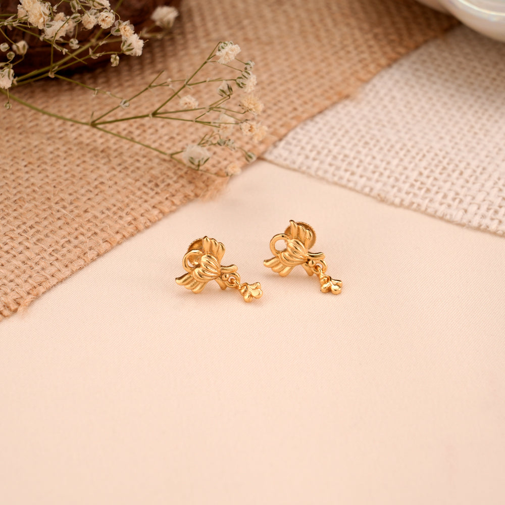 Bow Knot Design Casting Gold Plated Stud