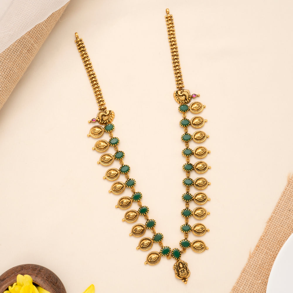 Divine Lakshmi with Ganesha Golden Mango Haram
