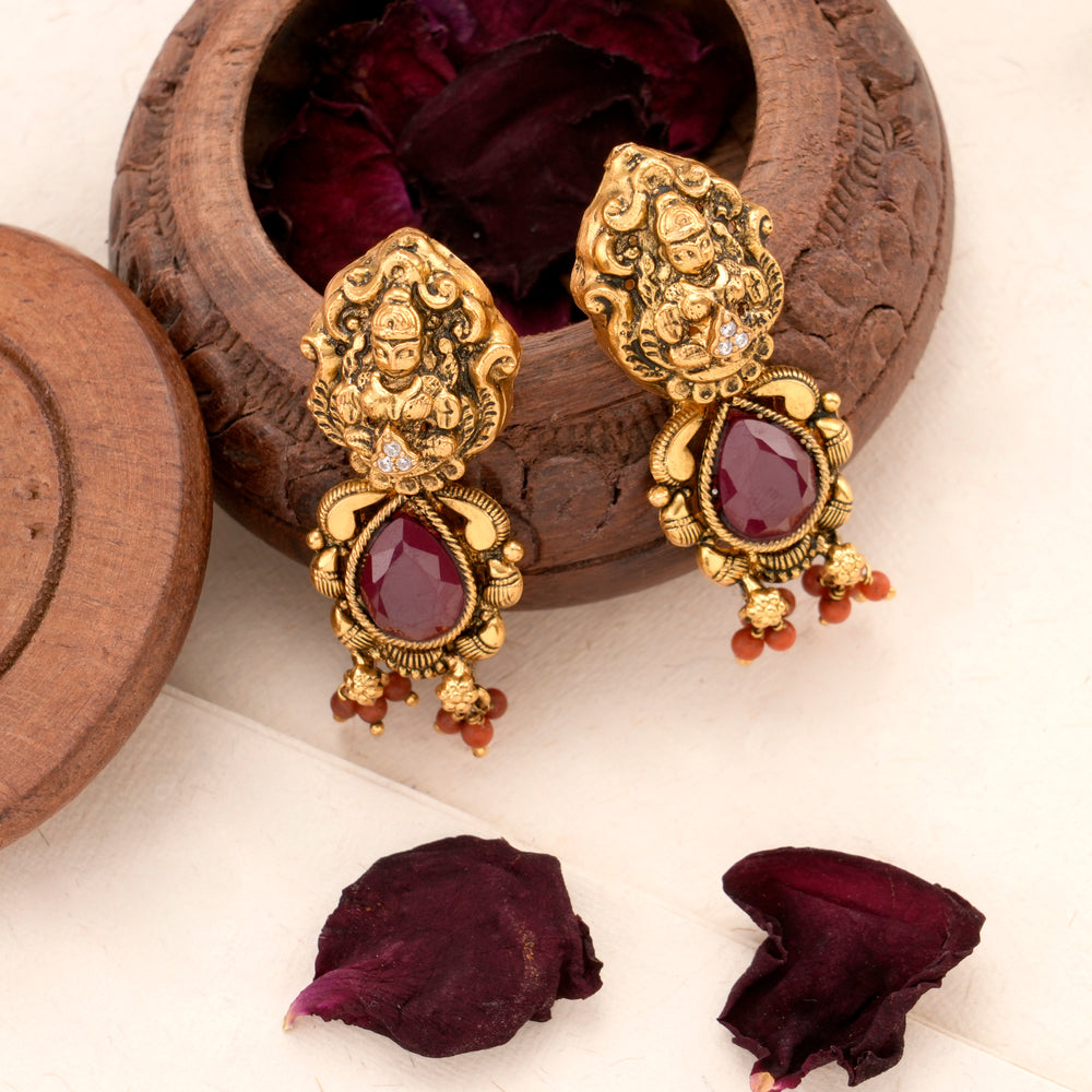 Lakshmi Ruby Drop Antique Earring