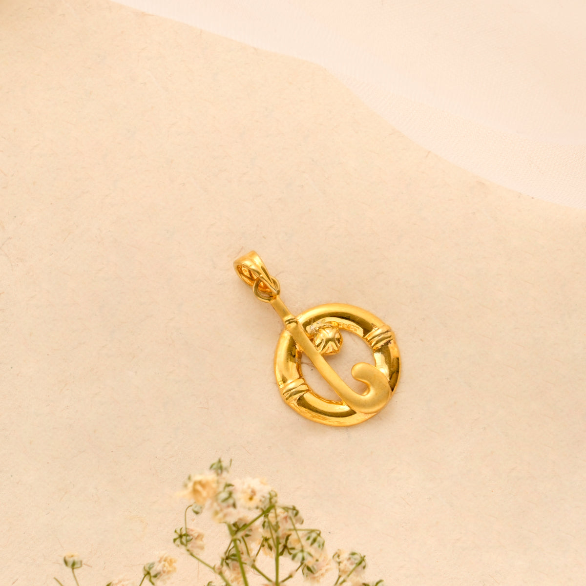 Playful Hockey Stick and Ball Golden Pendant